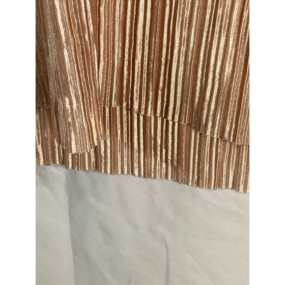 h &amp; m sleeveless shirt blouse long sheer shine brown medium bust 22" READ - Picture 4 of 6